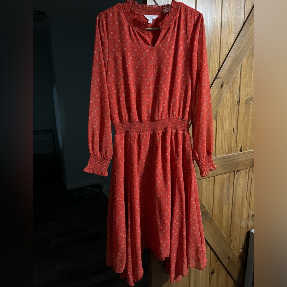 Orange print dress by Time and True size small (4–6)